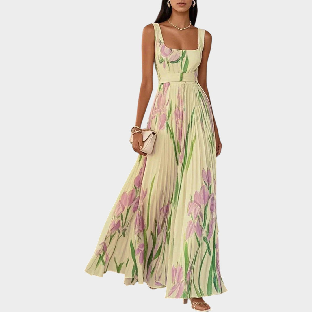 Floral Pleated Maxi Dress
