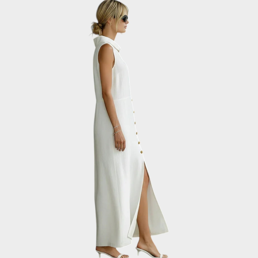 Modern Asymmetrical Button Maxi Dress