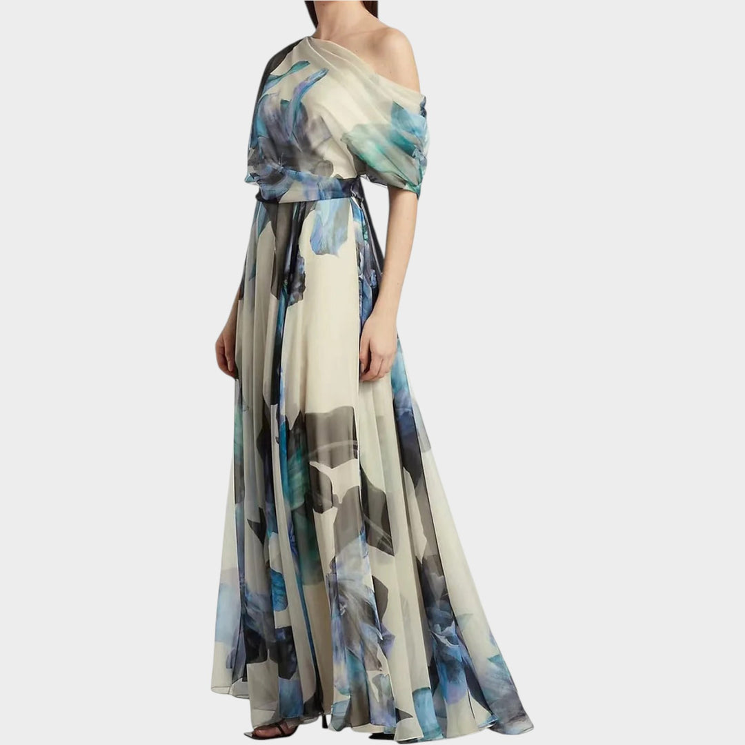 Elegant One-Shoulder Flowing Maxi Dress