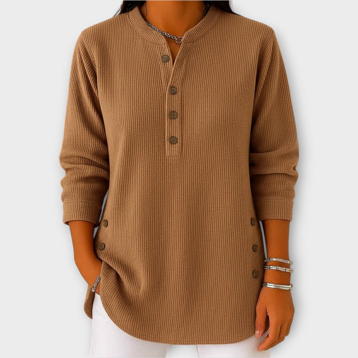 Timeless Knit Top with Button Accents
