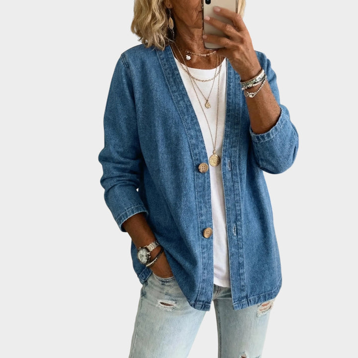 Relaxed Button Front Denim Jacket
