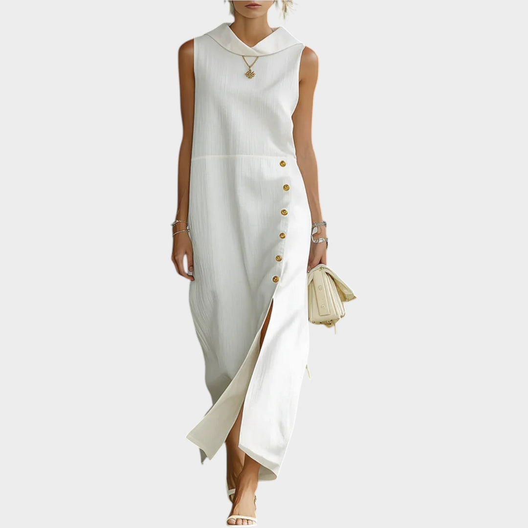 Modern Asymmetrical Button Maxi Dress