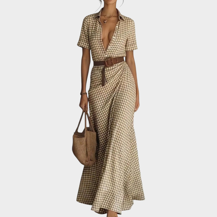 Plaid Wrap Maxi Dress