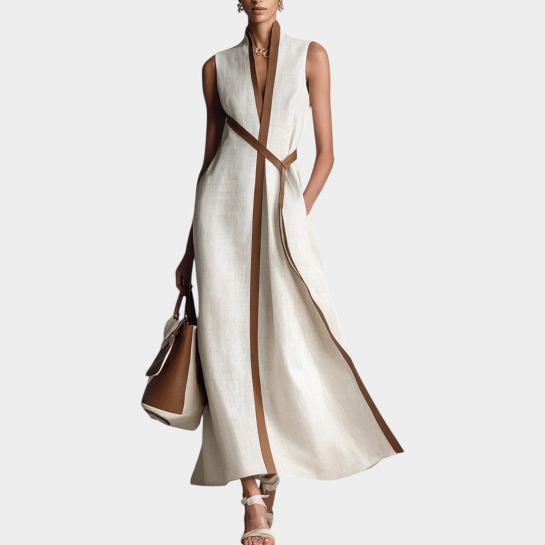 Modern Contrast Trim Maxi Dress