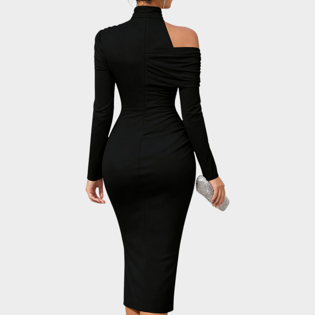 Sculpted Elegance Off-Shoulder Dress