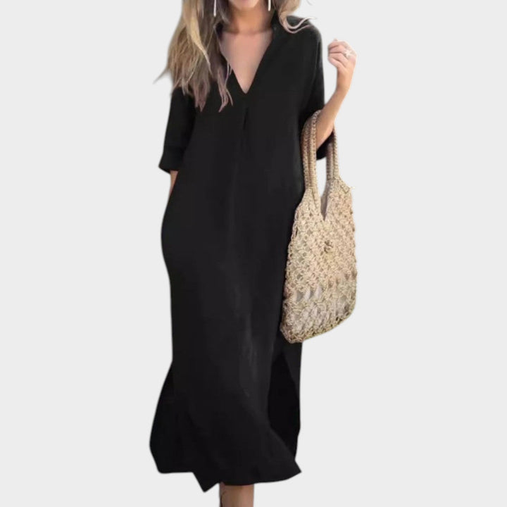 Relaxed V-Neck Maxi Dress