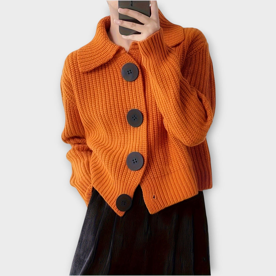 Chunky Ribbed Cardigan Featuring Oversized Buttons