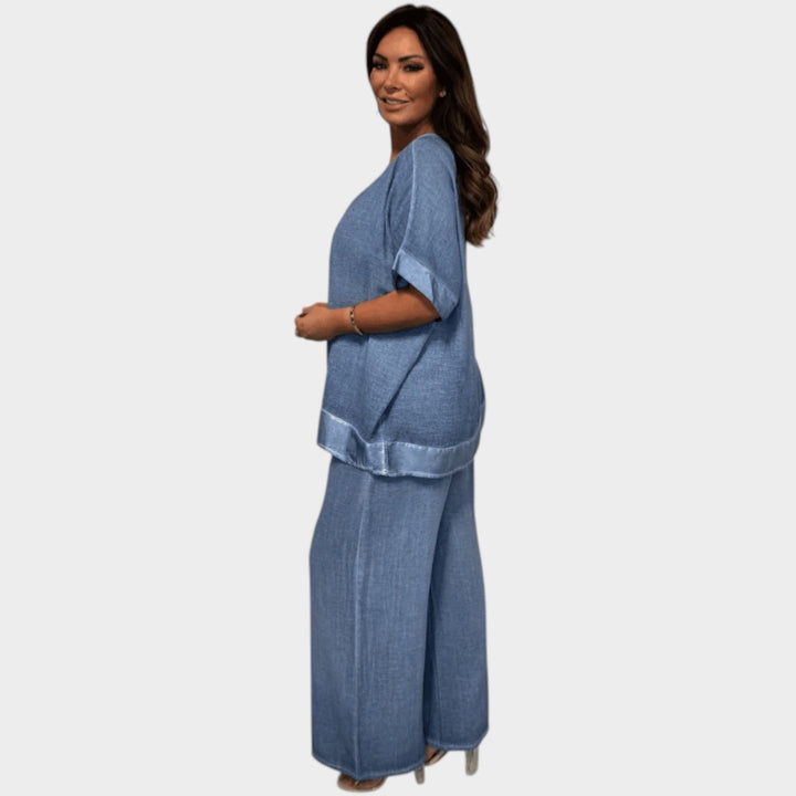 Relaxed V-Neck Two-Piece Set