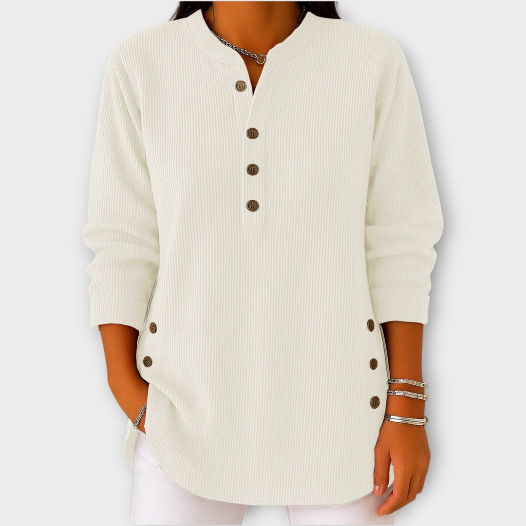 Timeless Knit Top with Button Accents