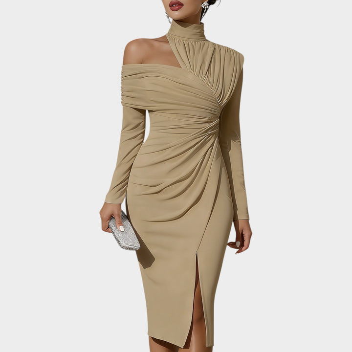Sculpted Elegance Off-Shoulder Dress