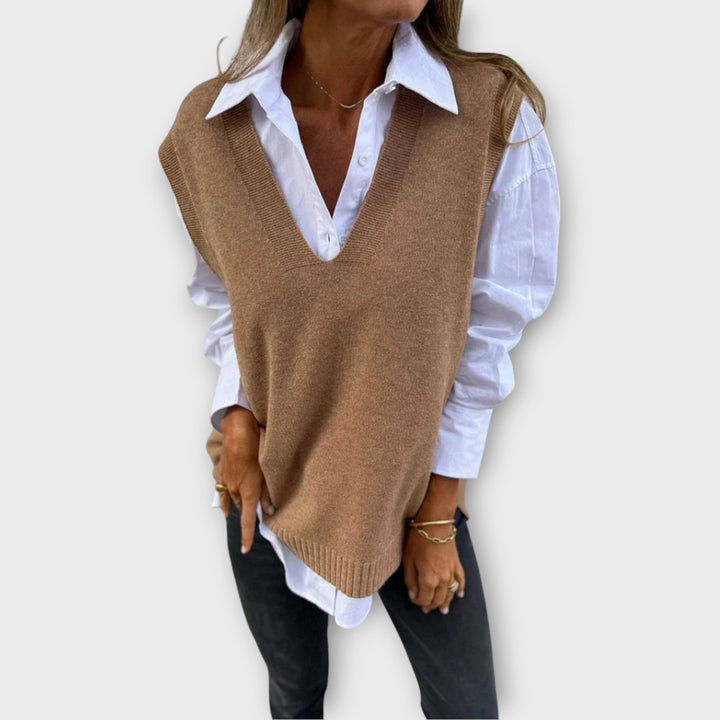 V-Neck Knitted Sweater Vest