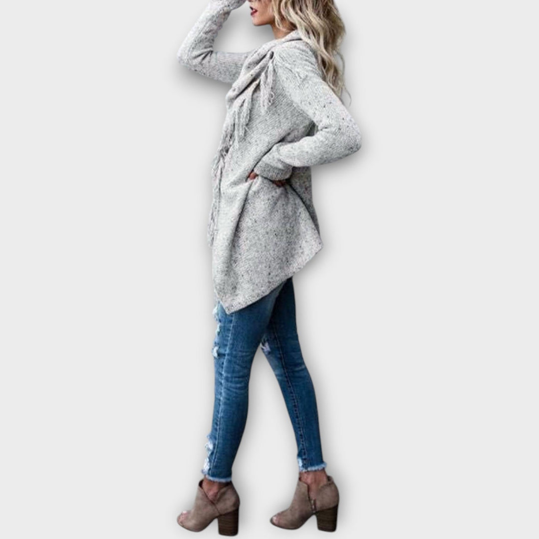 Snug Fringe Knit Sweater Wrap