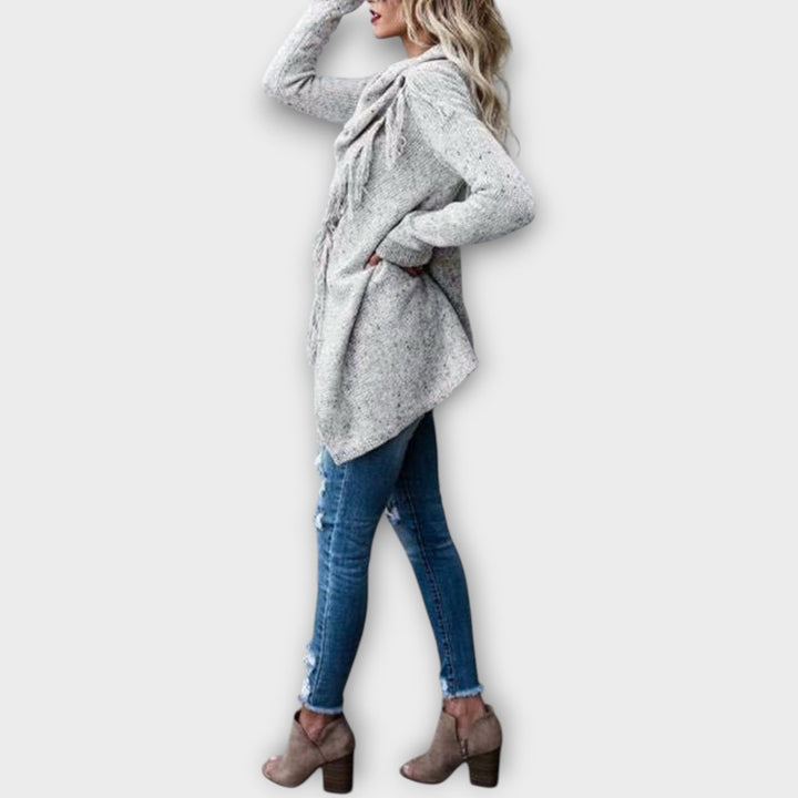 Snug Fringe Knit Sweater Wrap