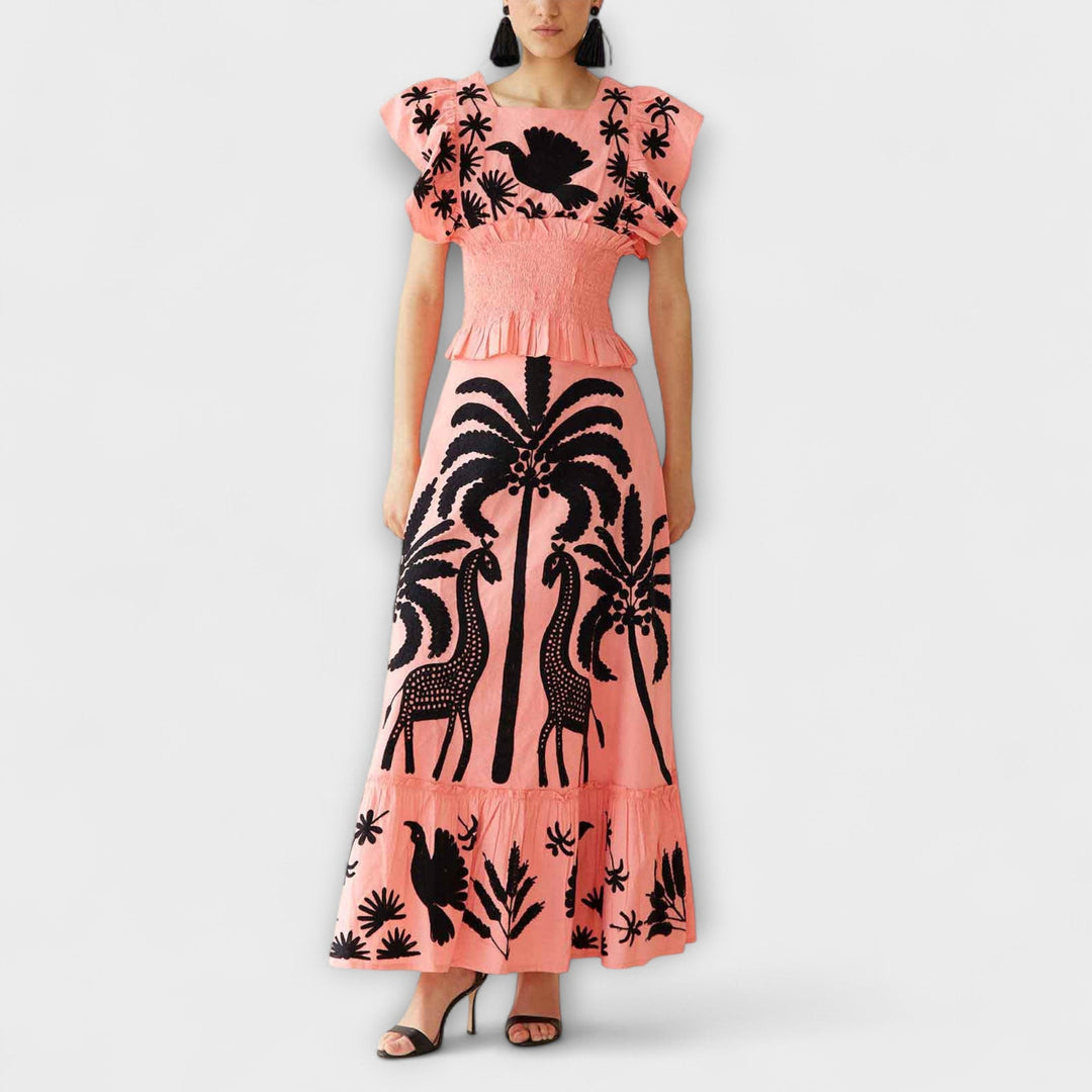 Stylish Tanktop with Palm and Tropical Bird Design