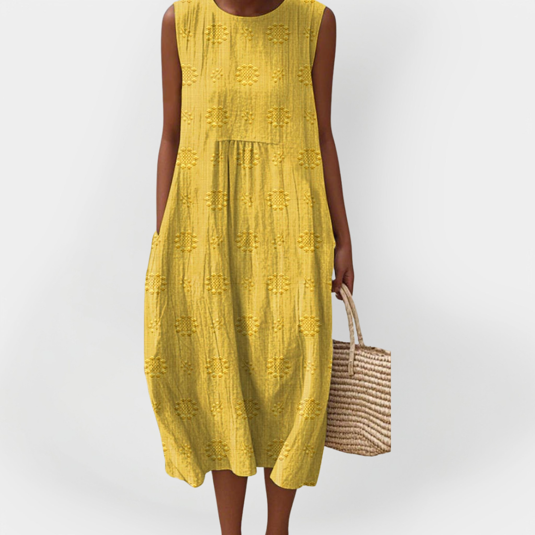 Textured Sleeveless Midi Dress