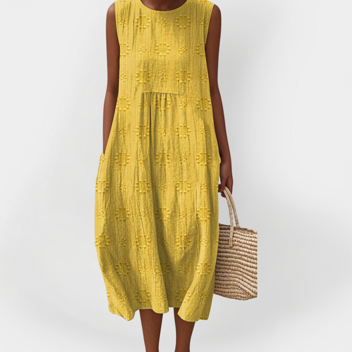 Textured Sleeveless Midi Dress