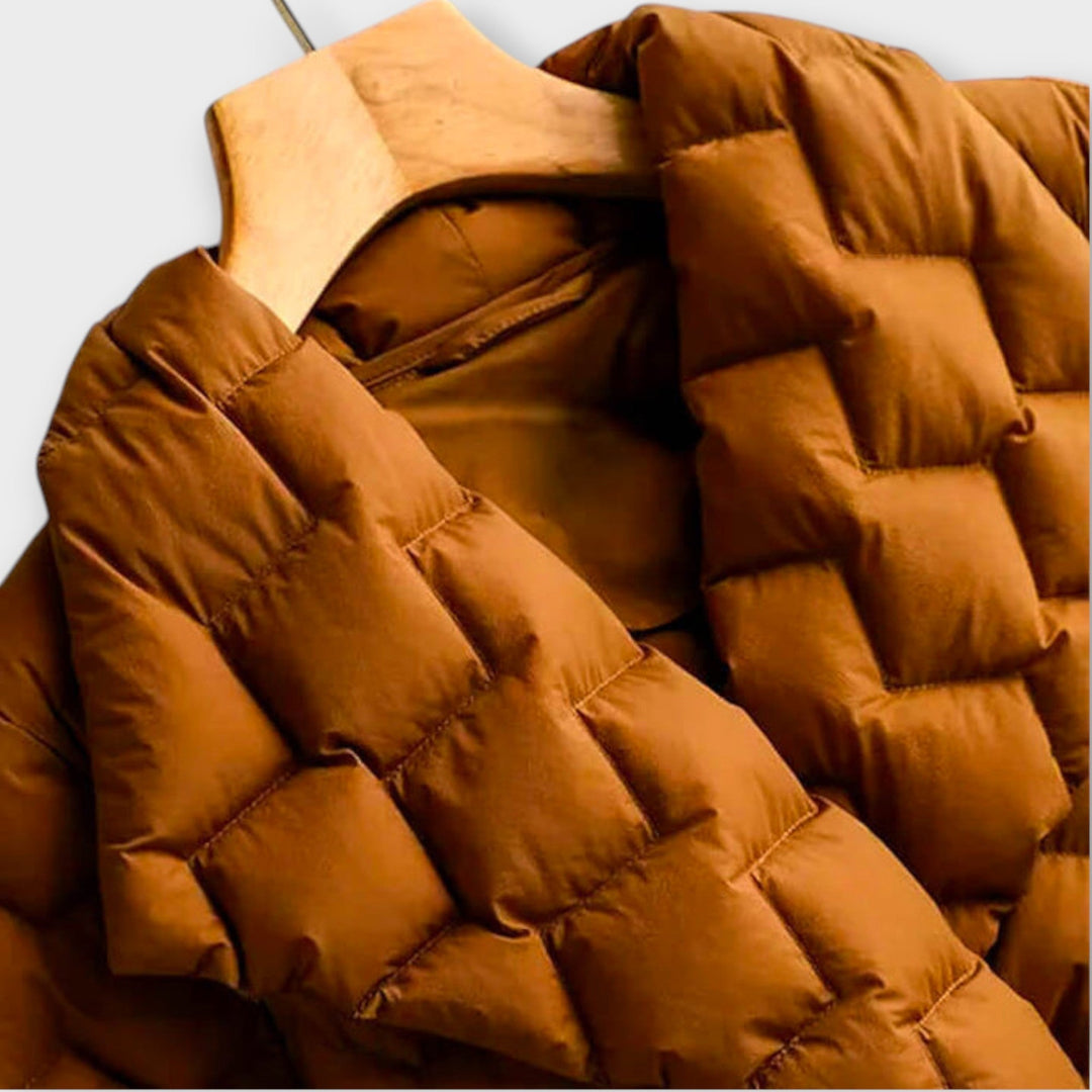 Belted Waist Quilted Wrap Coat