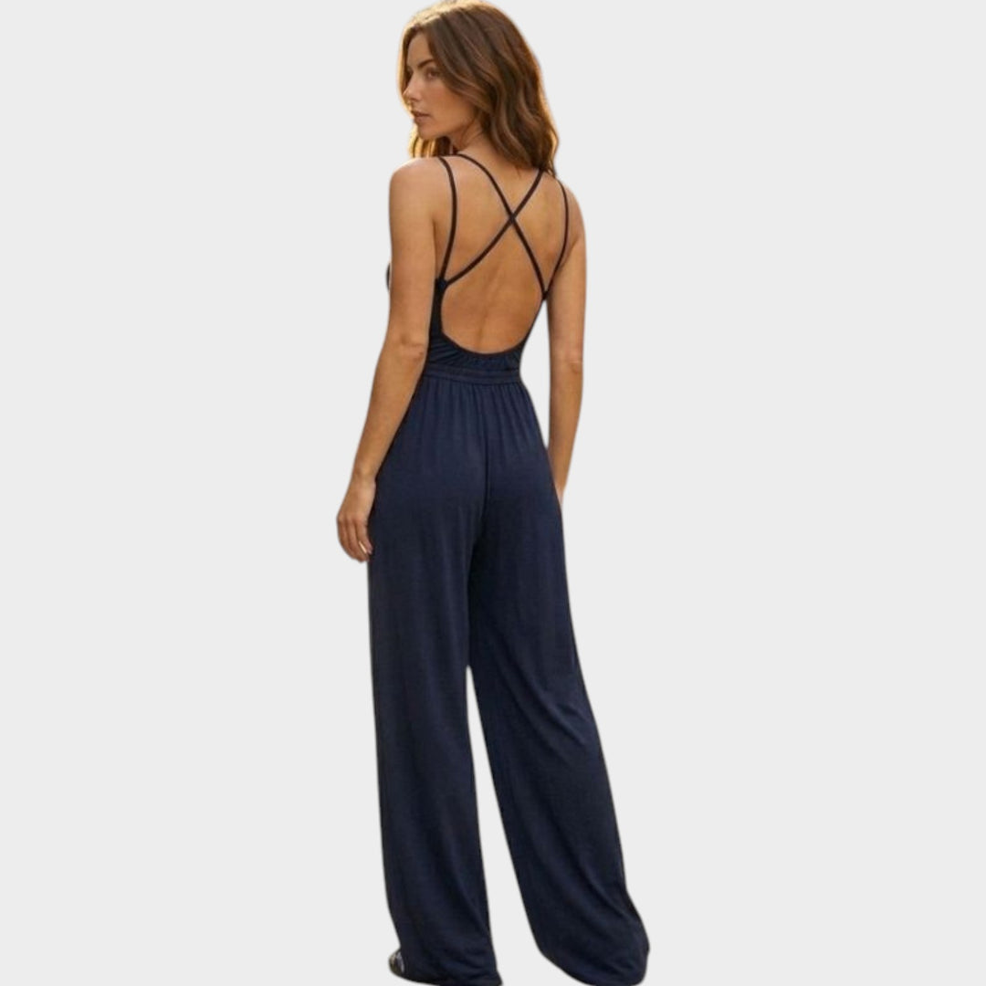 Sleek Strappy Wide-Leg Jumpsuit