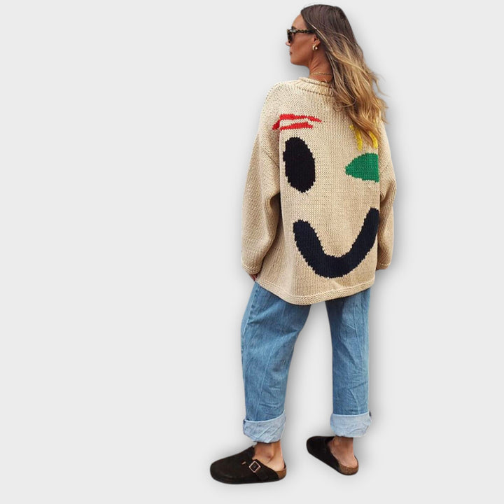 Artisan Knit Sweater with Abstract Design
