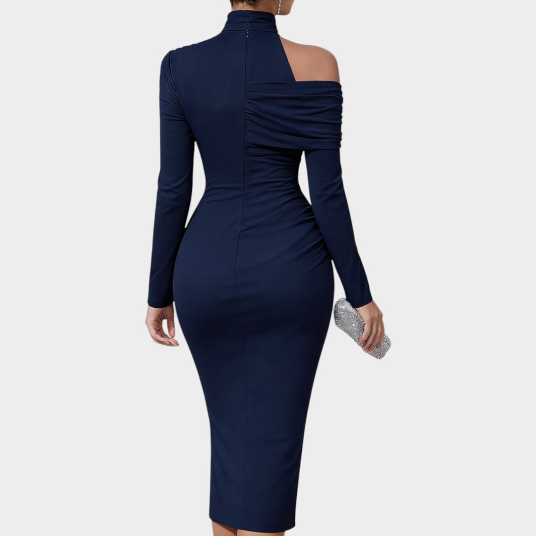 Sculpted Elegance Off-Shoulder Dress