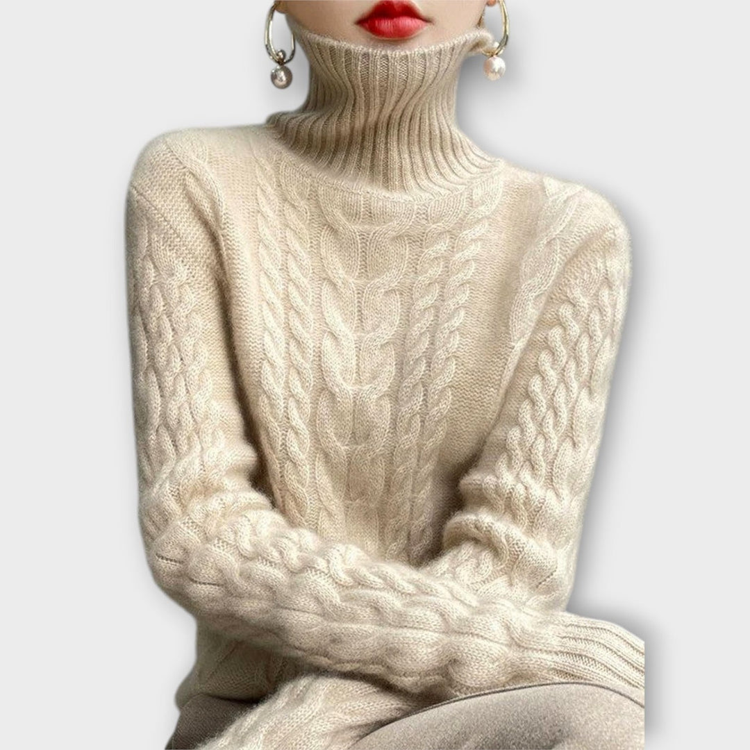 Warm and Stylish Cable-Knit Turtleneck Sweater