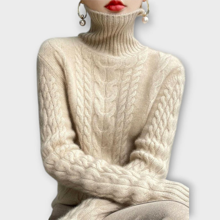 Warm and Stylish Cable-Knit Turtleneck Sweater