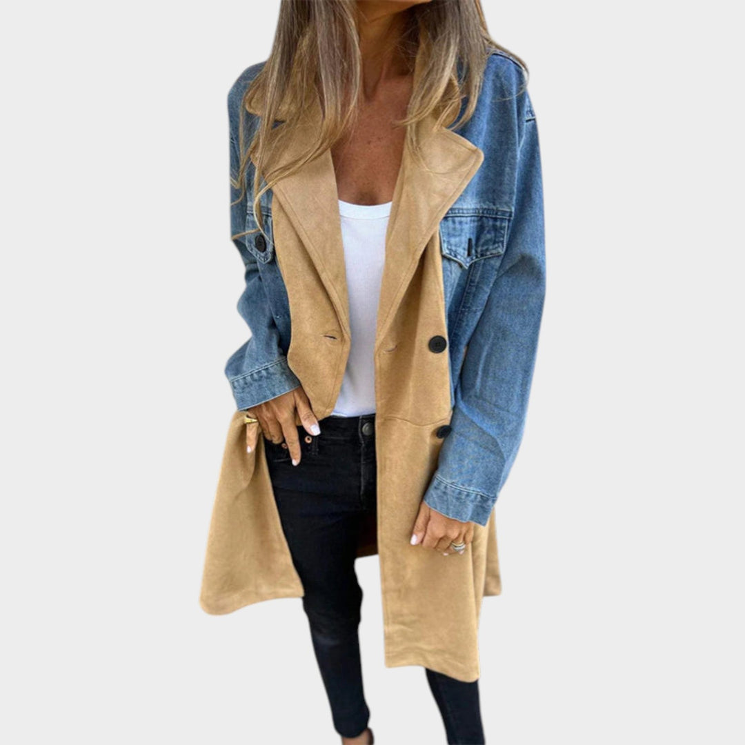 Color-Blocked Longline Trench Jacket