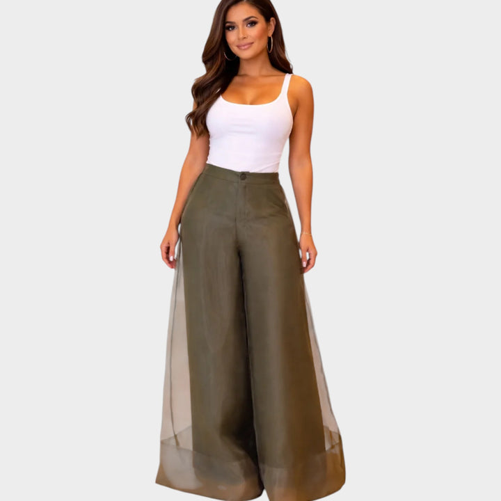 Statement Sheer-Layer Wide-Leg Pants