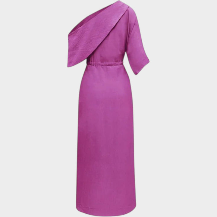 Asymmetric One-Shoulder Wrap Dress