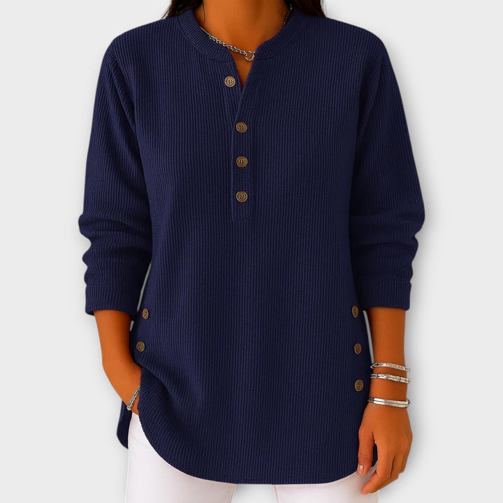 Timeless Knit Top with Button Accents