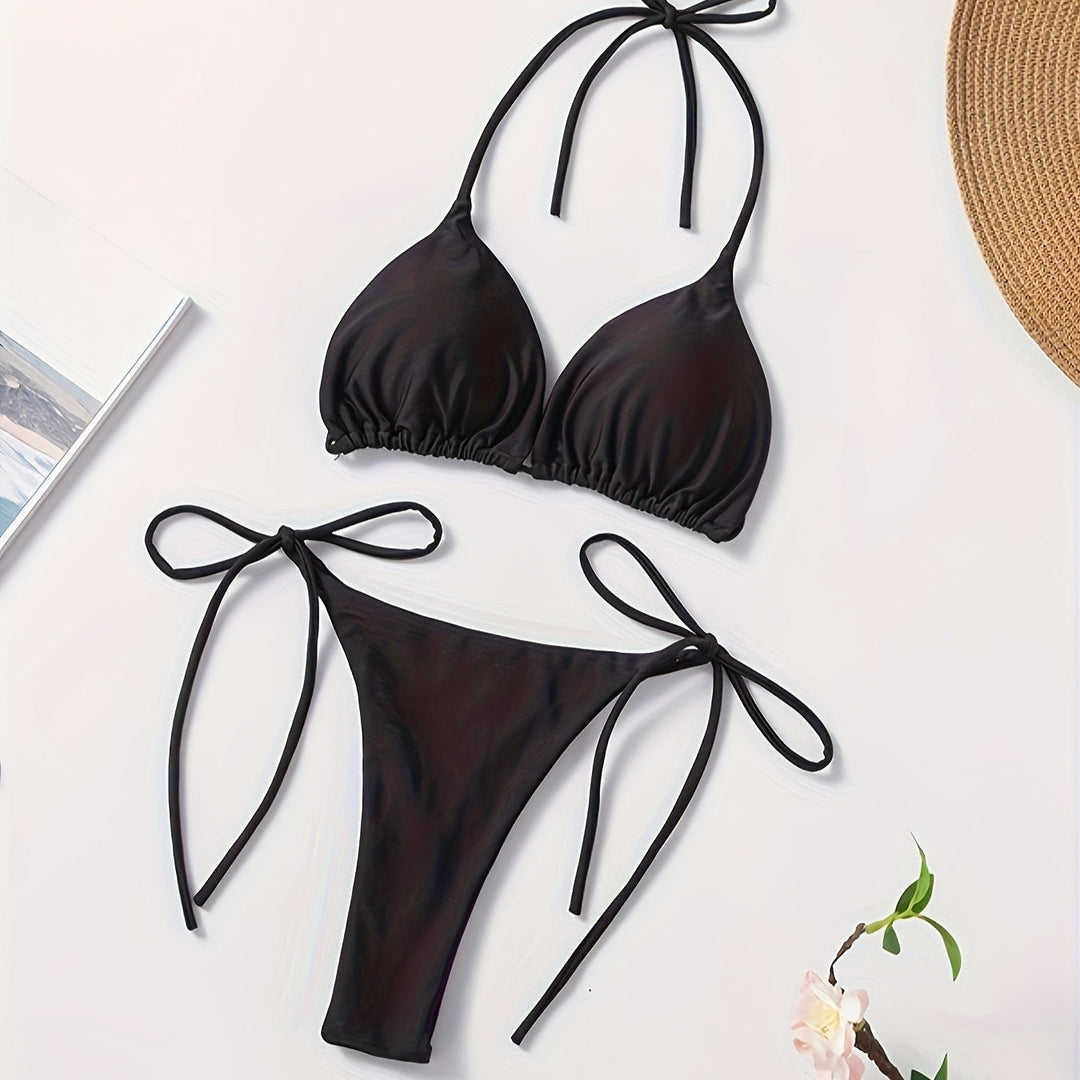 Halter Bikini with V Slip