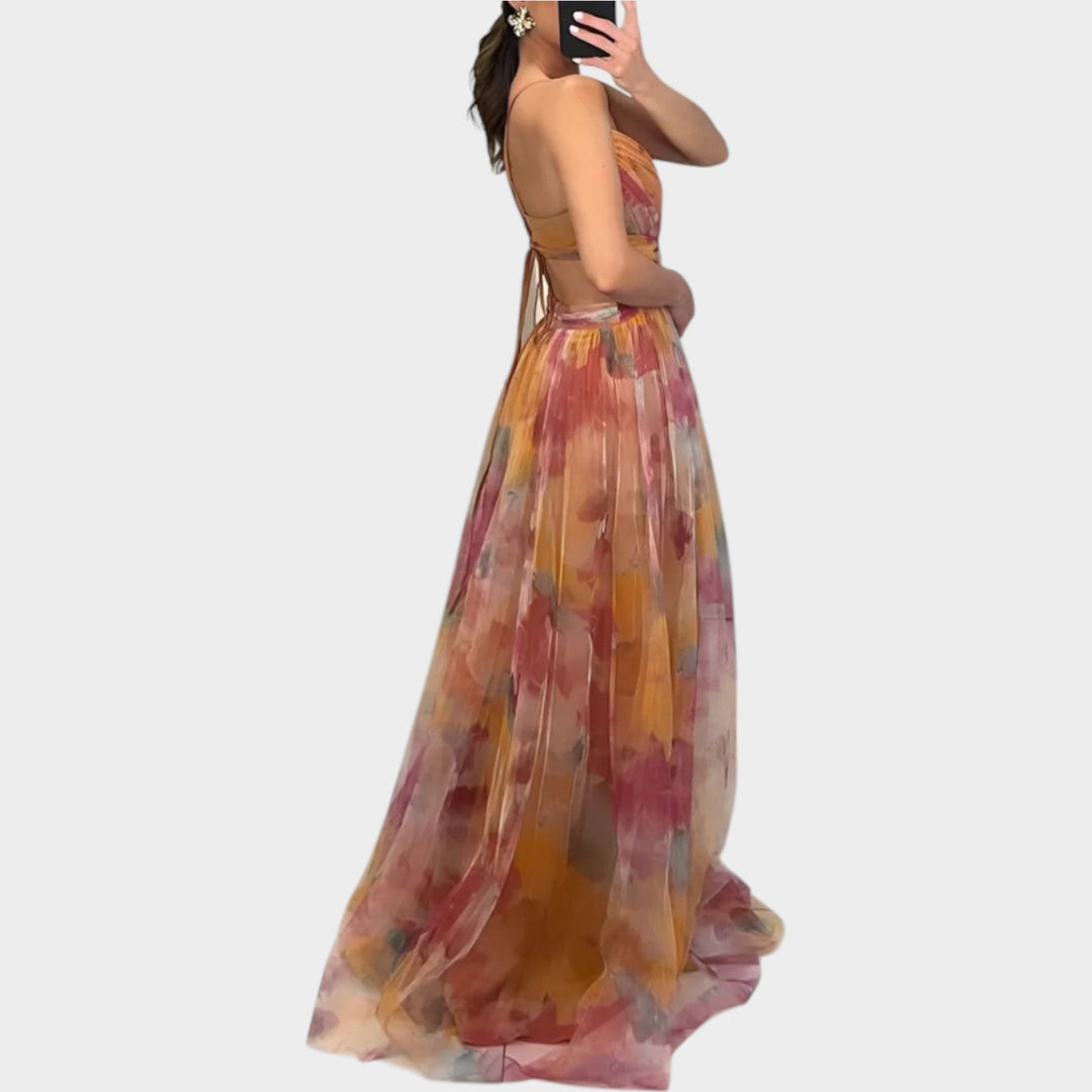Flowing Chiffon Floral Maxi Dress