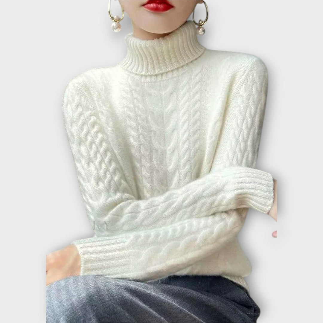 Warm and Stylish Cable-Knit Turtleneck Sweater