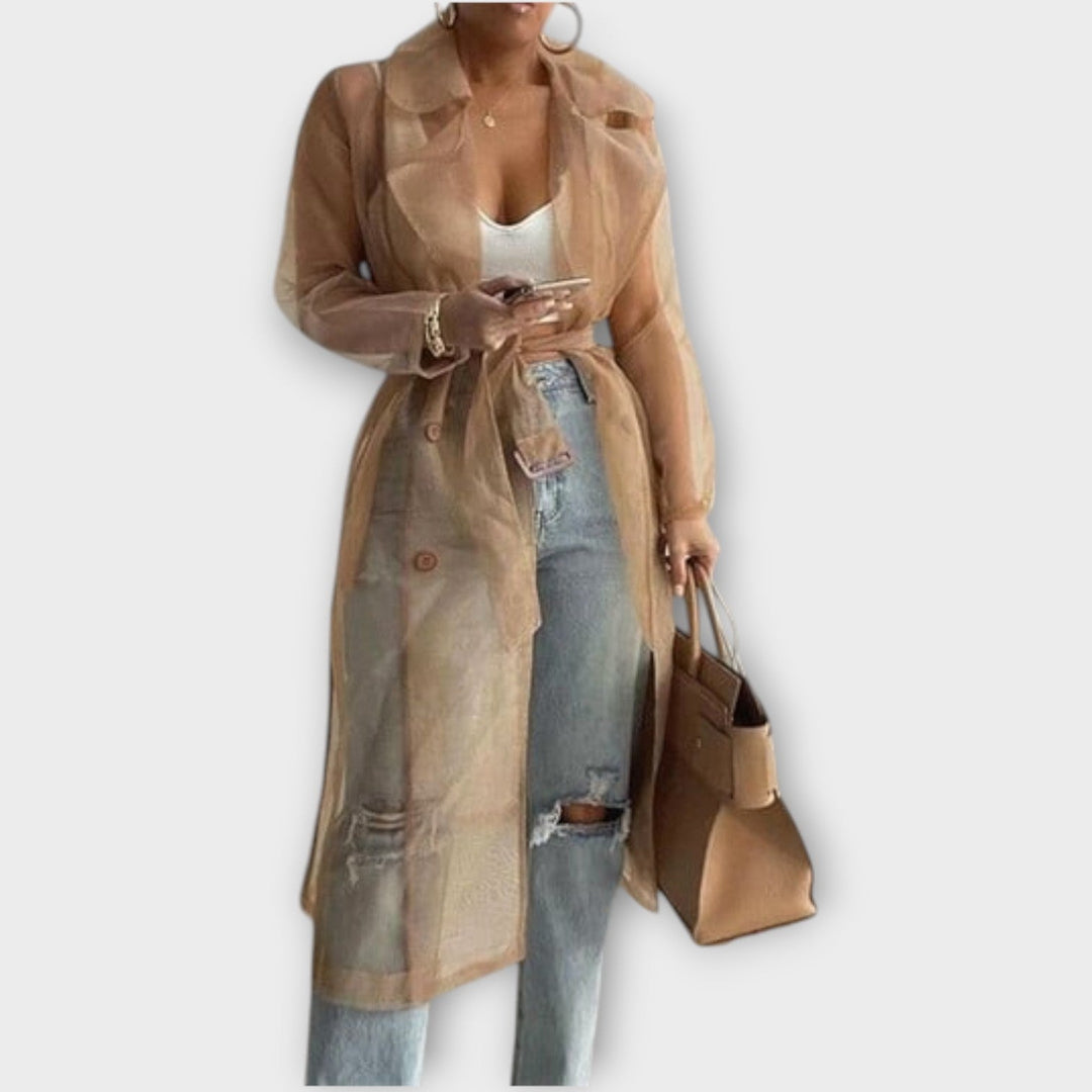 Transparent Belted Trench Coat