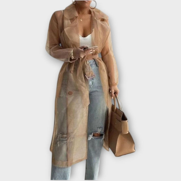 Transparent Belted Trench Coat