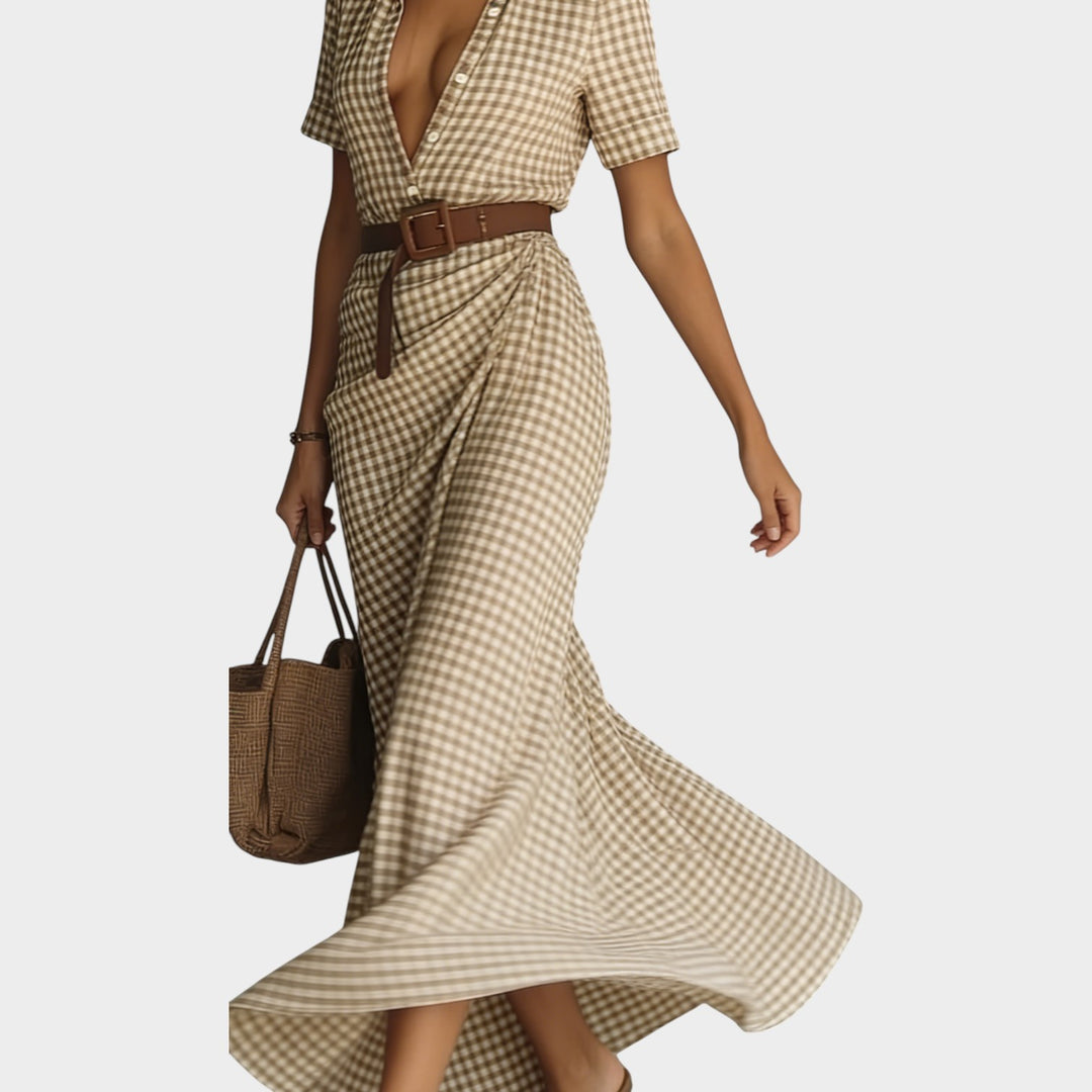 Plaid Wrap Maxi Dress