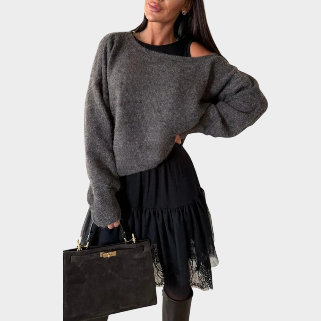 Relaxed Fit Off-Shoulder Oversized Sweater