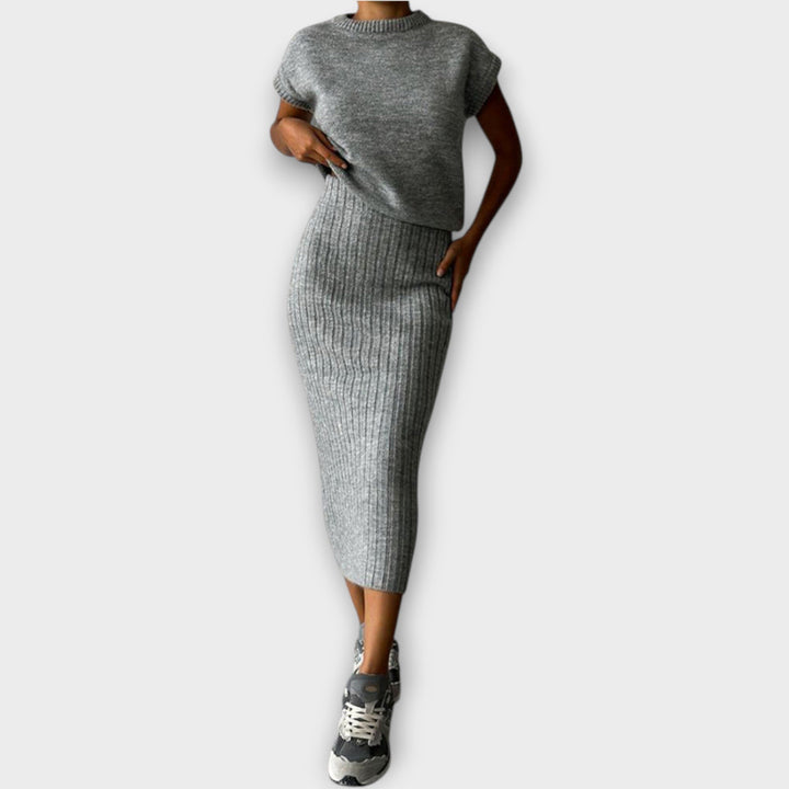 Classic Knit Skirt & Vest Set