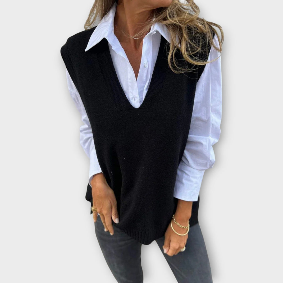 V-Neck Knitted Sweater Vest