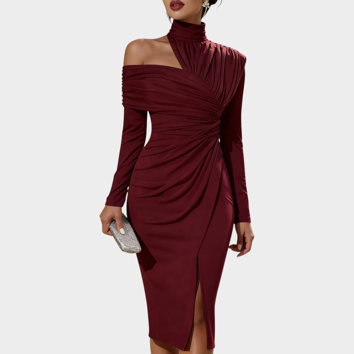 Sculpted Elegance Off-Shoulder Dress