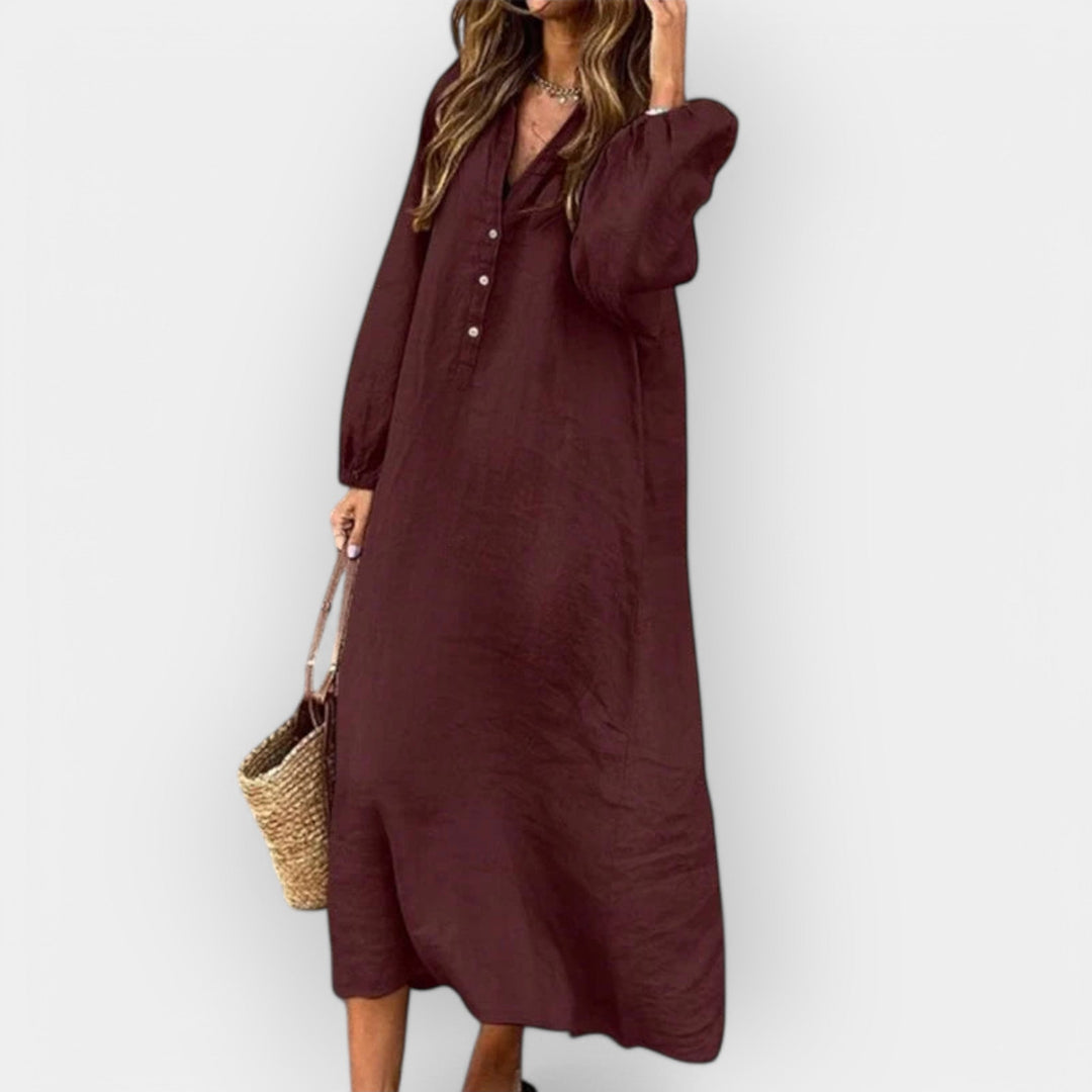 Relaxed Button-Front Maxi Dress