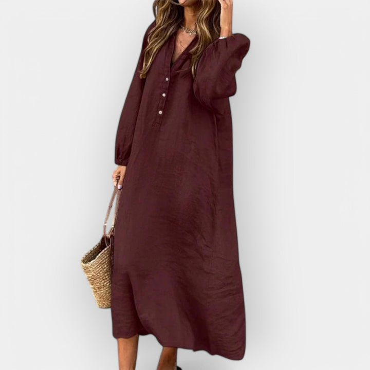 Relaxed Button-Front Maxi Dress