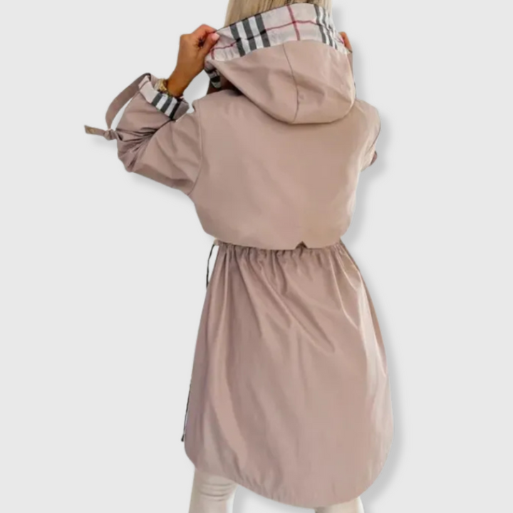 Chic Hooded Mid-Length Trench Coat