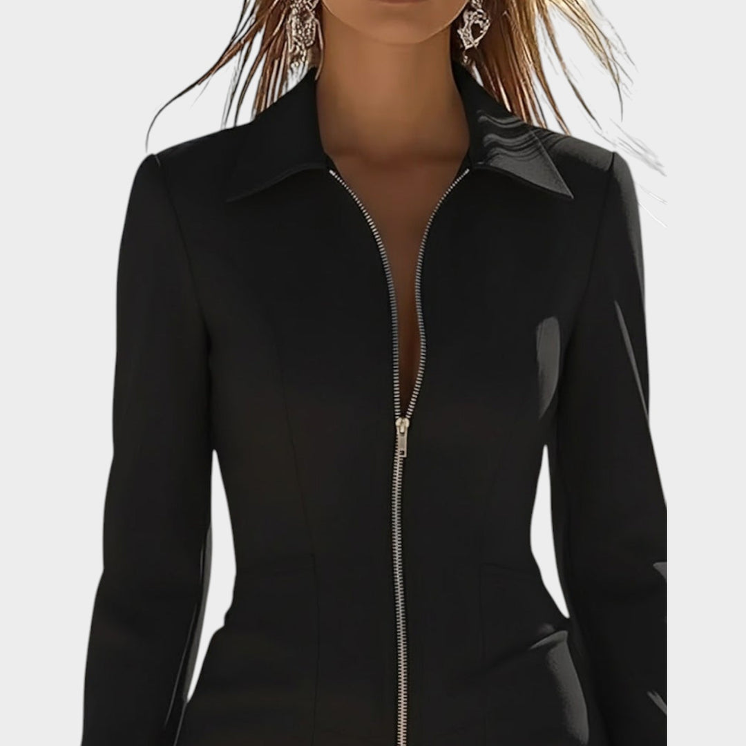 Midnight Fringe Zip Dress
