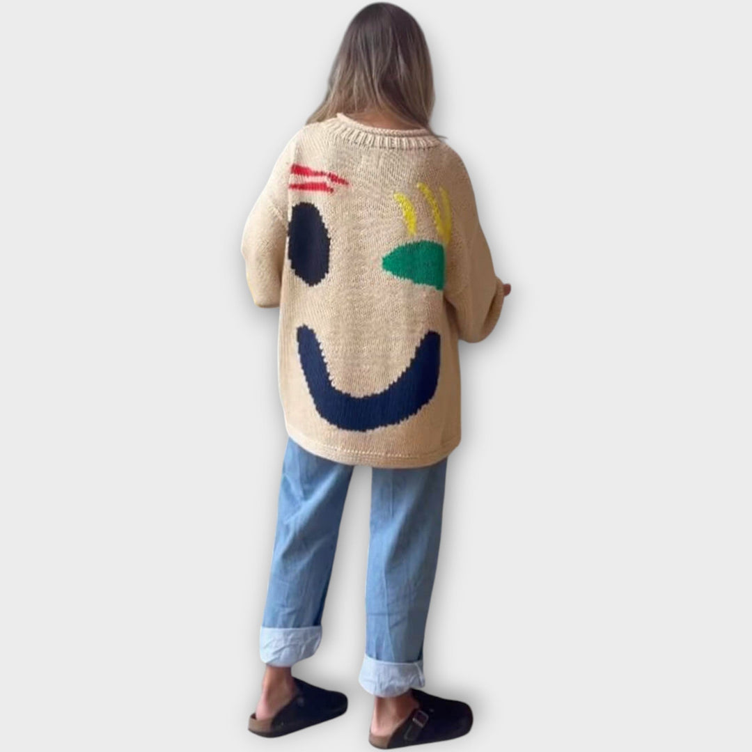 Artisan Knit Sweater with Abstract Design