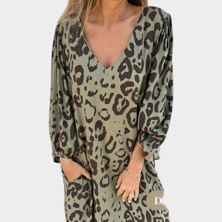 Animal Print V-Neck Maxi Dress