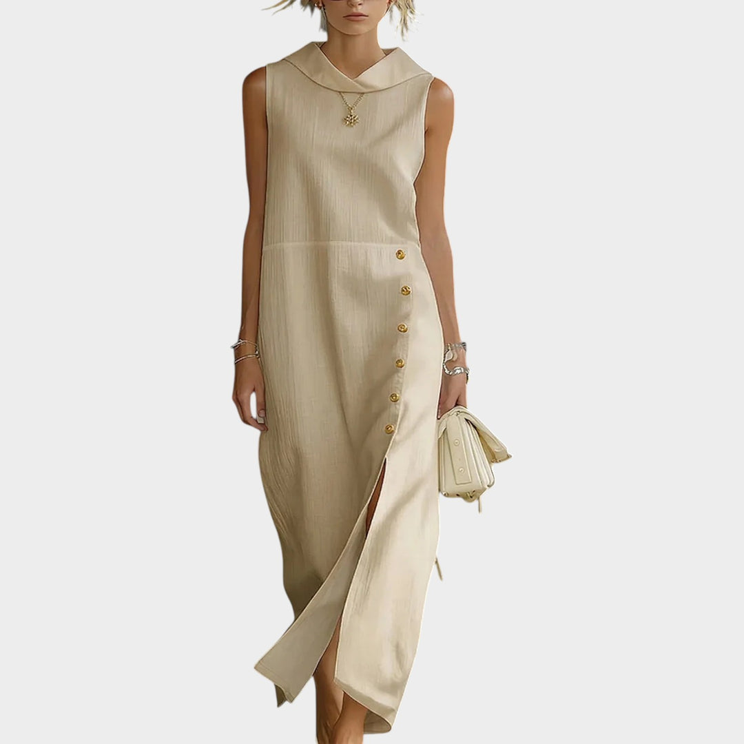 Modern Asymmetrical Button Maxi Dress