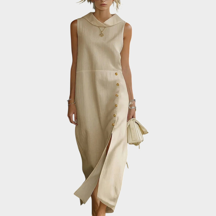 Modern Asymmetrical Button Maxi Dress