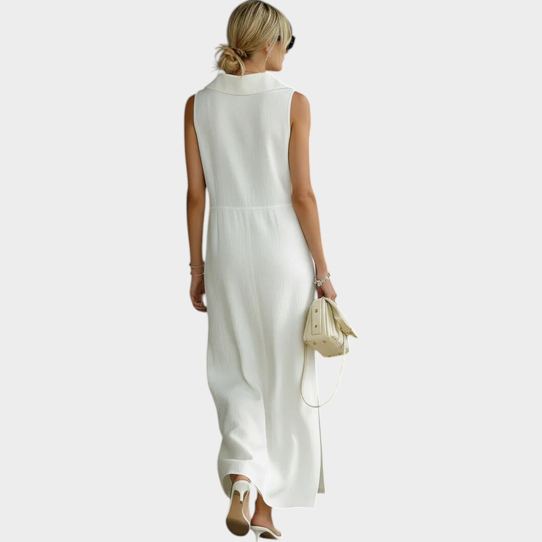 Modern Asymmetrical Button Maxi Dress