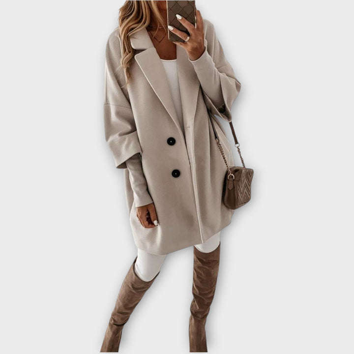 Sleek Minimalist Wool Blend Overcoat